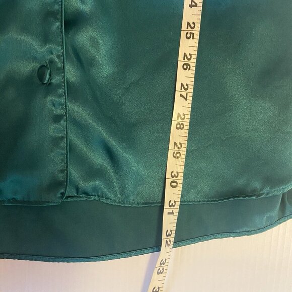 Vtg Victoria's Secret Gold Label Green Satin Button Down Sleep Shirt S Designer - Picture 13 of 13